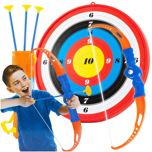 Arc pentru copii Robin Hood idealSTORE, Include 3 sageti cu ventuza, Arc, Scut, Tolba, Fabricat din plastic de inalta calitate