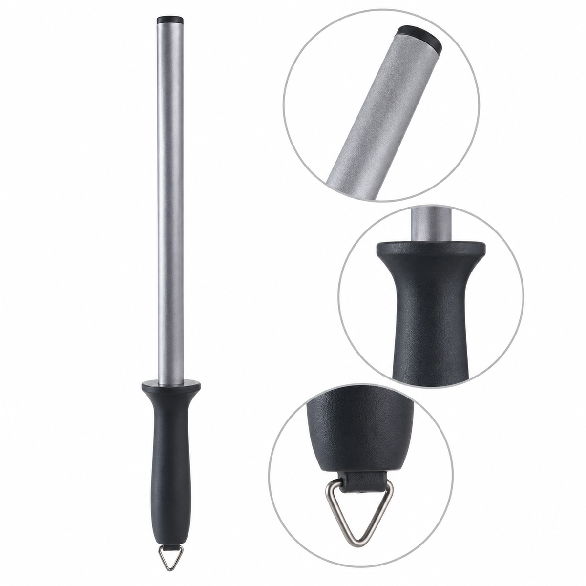 Ascutitor diamantat pentru cutite idealSTORE, musat 30 cm, otel inoxidabil, maner antiderapant