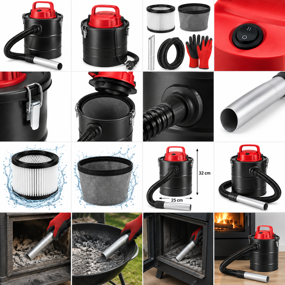 Aspirator de cenusa idealSTORE 800W, rezervor 10L, filtru HEPA, functie suflare 2 in 1