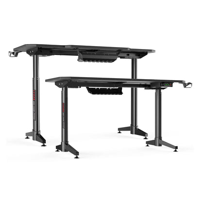 Birou gaming Arka Chairs Z14 Electric, 2 motoare, reglaj electric inaltime 140x66cm Profesional black pentru 2 monitoare, suprafata black carbon