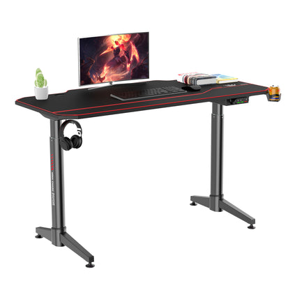 Birou gaming Arka Chairs Z14 Electric, 2 motoare, reglaj electric inaltime 140x66cm Profesional black pentru 2 monitoare, suprafata black carbon