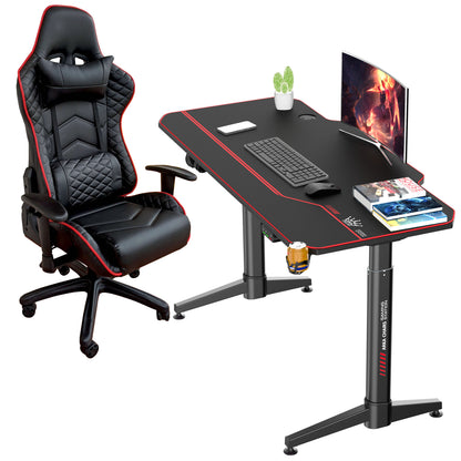 Birou gaming Arka Chairs Z14 Electric, 2 motoare, reglaj electric inaltime 140x66cm Profesional black pentru 2 monitoare, suprafata black carbon