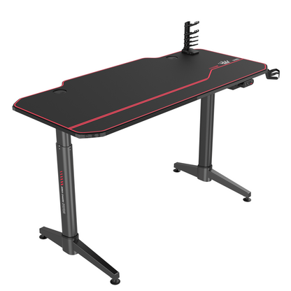 Birou gaming Arka Chairs Z14 Electric, 2 motoare, reglaj electric inaltime 140x66cm Profesional black pentru 2 monitoare, suprafata black carbon