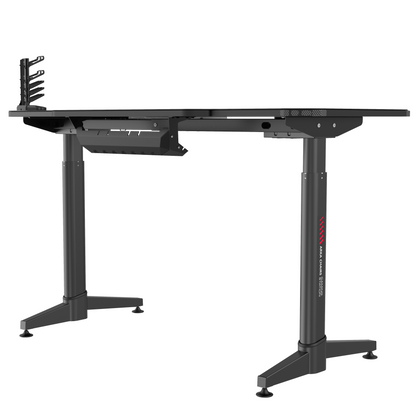 Birou gaming Arka Chairs Z14 Electric, 2 motoare, reglaj electric inaltime 140x66cm Profesional black pentru 2 monitoare, suprafata black carbon