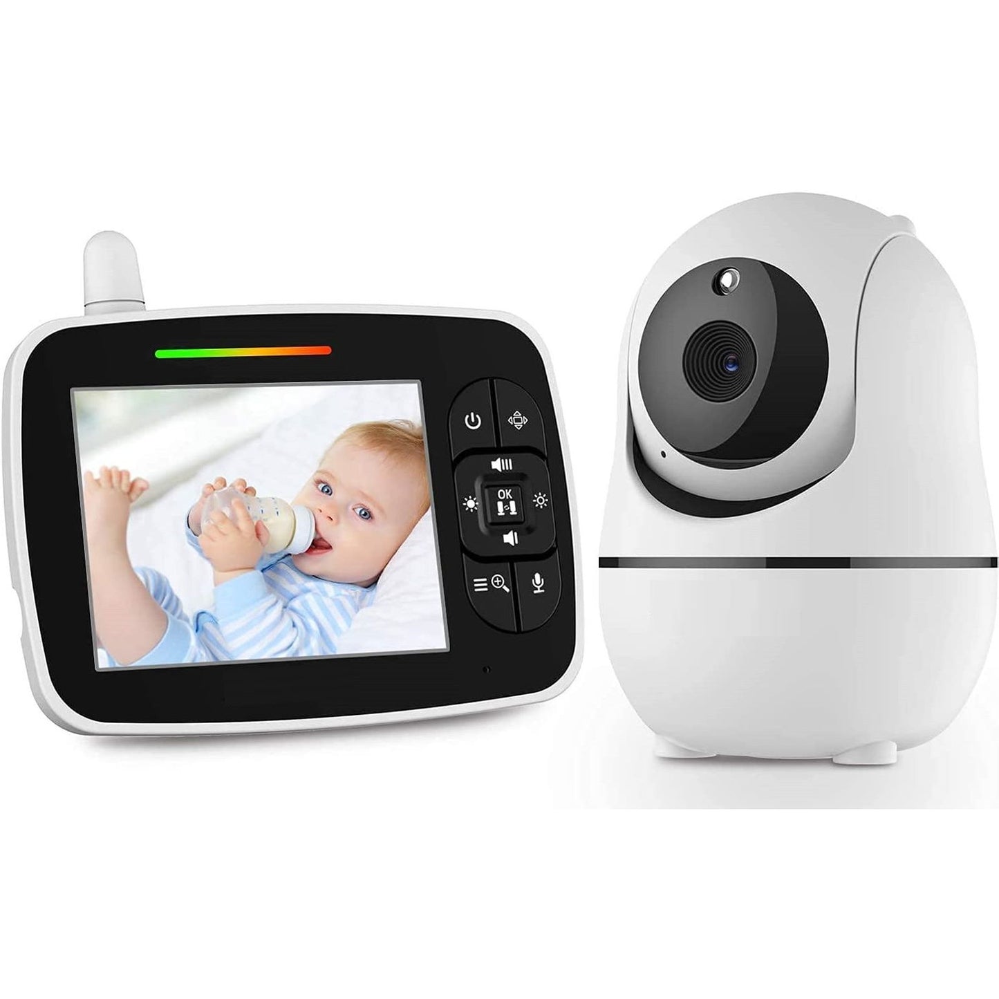 Sistem de Monitorizare Video si Audio Pentru Bebelusi idealStore, Ecran HD 3.5 inch, Vedere Nocturna, Raza Mare de Semnal