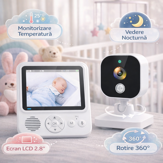 Baby Monitor Digital Wireless Audio-Video Smart BabyCam idealSTORE, Ecran HD 2, 8 inch LCD