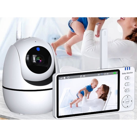 Baby Monitor si Camera de Supraveghere idealSTORE KidsGuard, Unghi 355, Inclinare 110, Night Vision, Zoom 4X, Raza Lunga 1300 m, Alerta Temperatura, Comunicare in 2 Sensuri, Alarma Hranire, Autonomie 30 Ore, Mod VOX, Ecran Mare 5', Cantece de Leagan