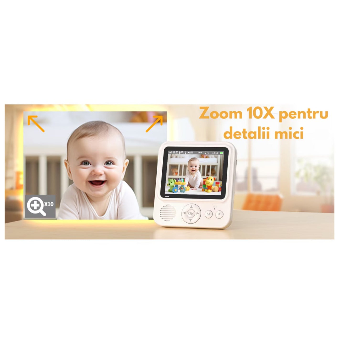 Baby Monitor Digital Wireless Audio-Video Smart BabyCam idealSTORE, Ecran HD 2, 8 inch LCD
