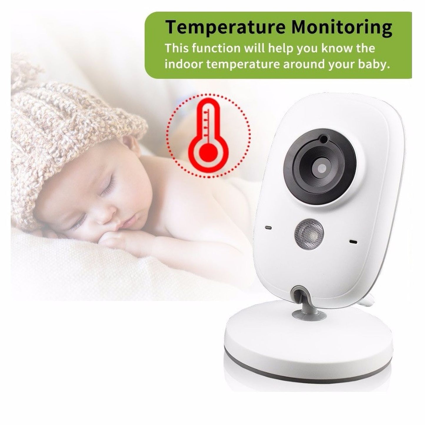 Baby monitor idealSTORE video-audio wireless cu night vision talk back si senzori temperatura, 3,2 inch