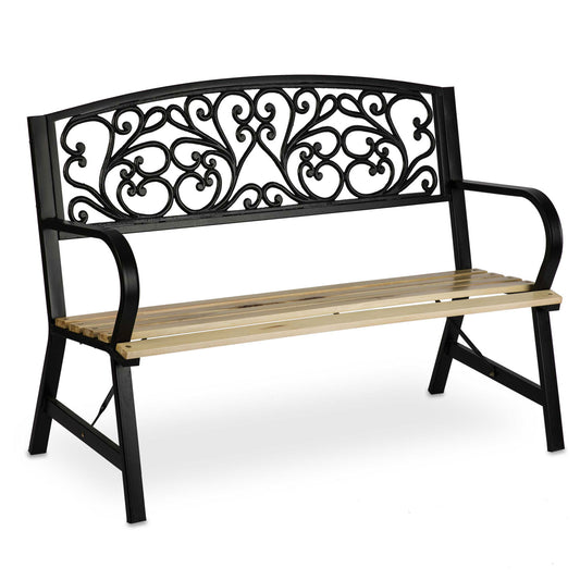 Banca de Gradina idealSTORE Garden Collections, Dimensiune 122 x 88 x 55 cm, Cadru puternic din Otel, Lemn de Plop, Design Minimalist, Perfect Pentru Gradina, Terasa sau Terasa