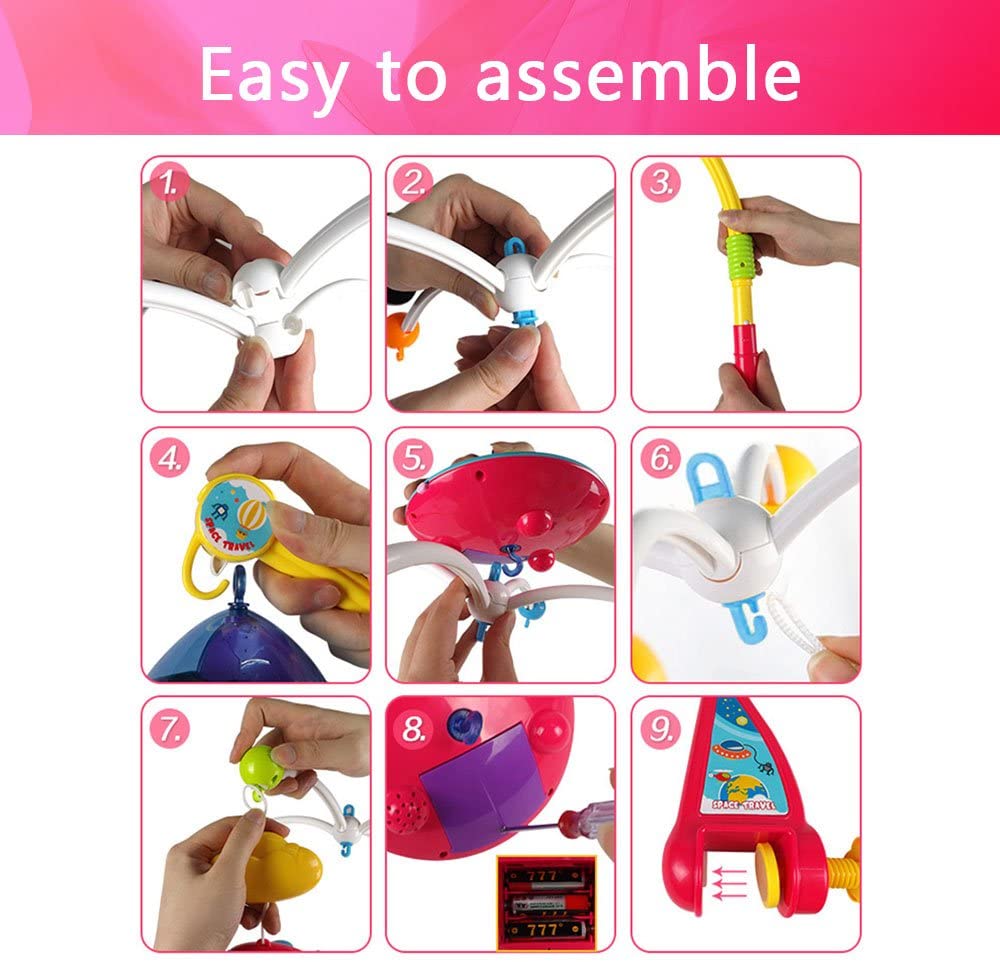 Carusel patut bebelusi, interactiv, Space Travel, muzical cu telecomanda si proiector, multicolor, pentru bebelusi, + 0 luni