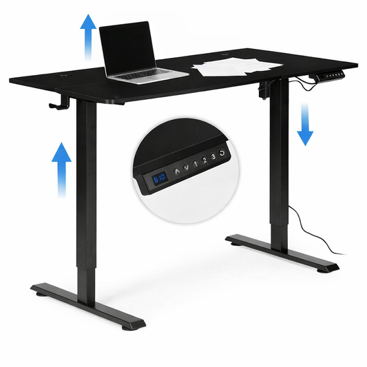 Birou electric reglabil pe inaltime office idealSTORE MordenOffice 120x60 cm negru memorie 3 pozitii