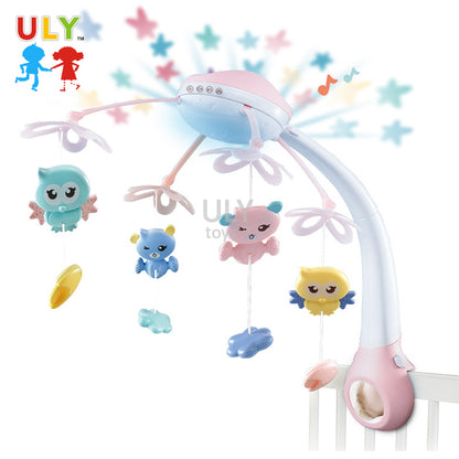 Carusel Patut Cu Telecomanda Si 500 Melodii,Culoare Alb/Roz