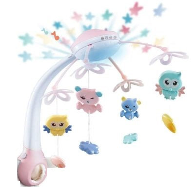 Carusel Patut Cu Telecomanda Si 500 Melodii,Culoare Alb/Roz