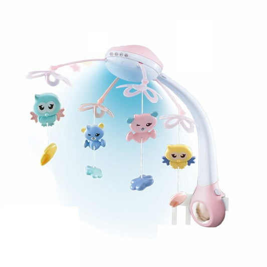 Carusel Patut Cu Telecomanda Si 500 Melodii,Culoare Alb/Roz