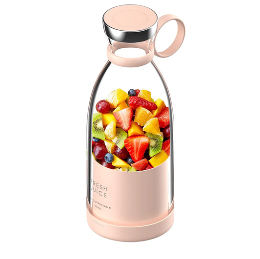 Mini Blender Electric, Incarcare Wireless, Portabil/Compact, Multifunctional, Curatare Usoara, Capacitate 350ml, 4 Lame 3D, Roz