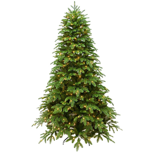 Brad Artificial de Craciun Lux idealStore, Inaltime 240cm, Echipat cu 600 Led-uri, Lumina Calda, Aspect Natural, Suport Metalic Solid Inclus, Asamblare Usoara, Culoare Verde