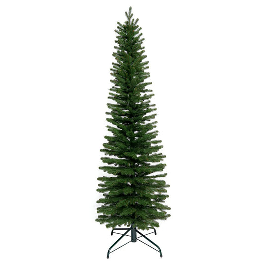 Brad Artificial de Craciun SLIM idealStore, Inaltime 180CM, Diamentru Baza 50CM, Suport Solid de Metal Inclus, Aspect Natural, Asamblare Usoara, Culoare Verde