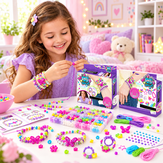 Set creatie bratari cercei si bijuterii cu margele si litere idealSTORE