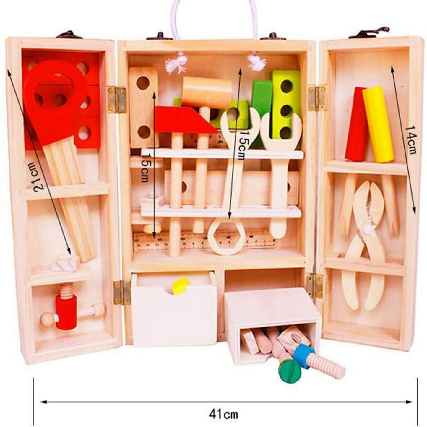 Banc de lucru din lemn Micul Mester, 35 de scule incluse, Cezarino