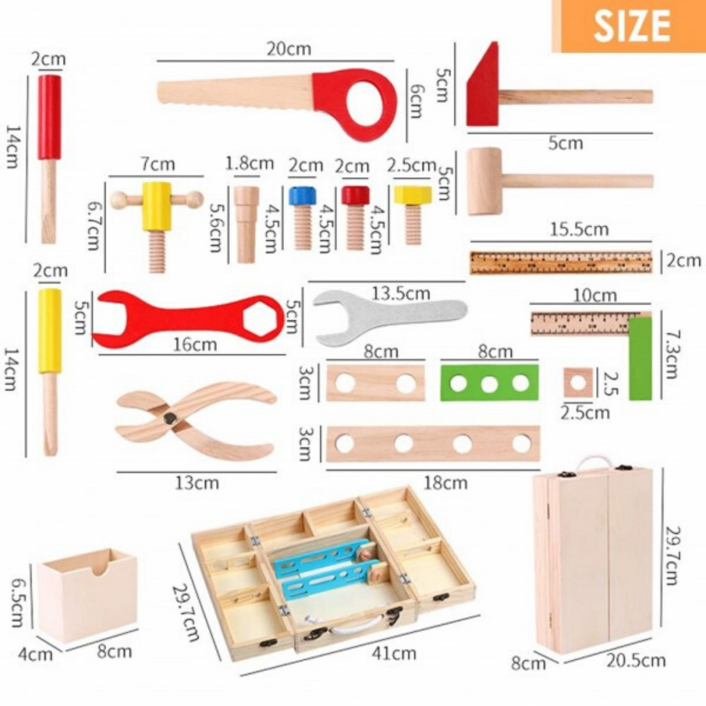 Banc de lucru din lemn Micul Mester, 35 de scule incluse, Cezarino