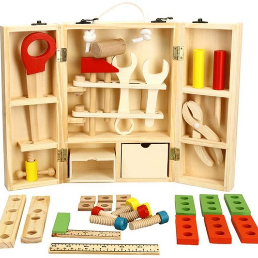 Banc de lucru din lemn Micul Mester, 35 de scule incluse, Cezarino