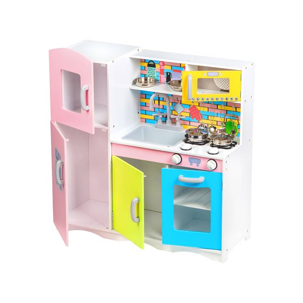 Bucatarie din Lemn Pentru Copii Bigshot BS038MC, 86 x 81 x 30 cm, Multicolora
