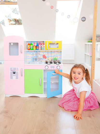 Bucatarie din Lemn Pentru Copii Bigshot BS038MC, 86 x 81 x 30 cm, Multicolora