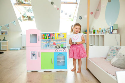 Bucatarie din Lemn Pentru Copii Bigshot BS038MC, 86 x 81 x 30 cm, Multicolora