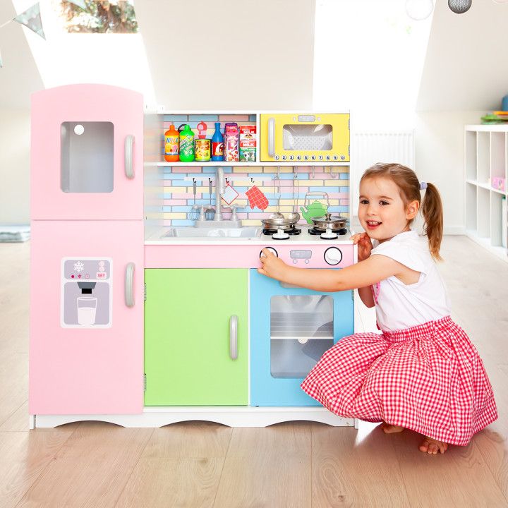 Bucatarie din Lemn Pentru Copii Bigshot BS038MC, 86 x 81 x 30 cm, Multicolora