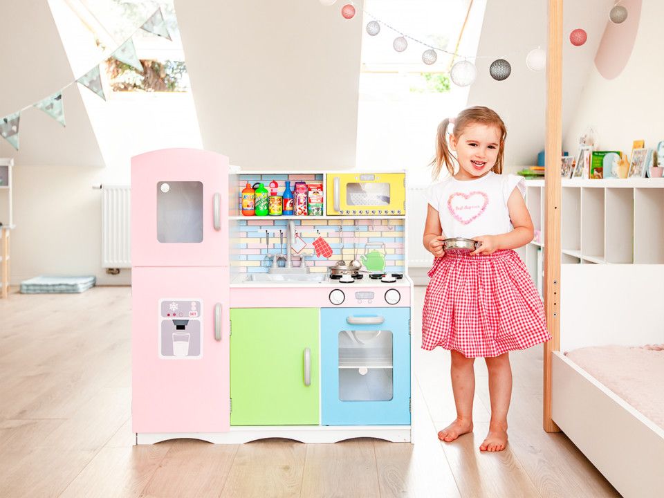 Bucatarie din Lemn Pentru Copii Bigshot BS038MC, 86 x 81 x 30 cm, Multicolora