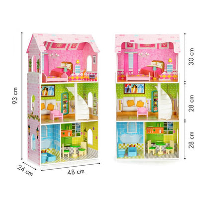 Casuta de Joaca Pentru Copii Bigshot BS8123MC, 4 Incaperi, Mobilier, 93 x 48 x 24 cm, Multicolor