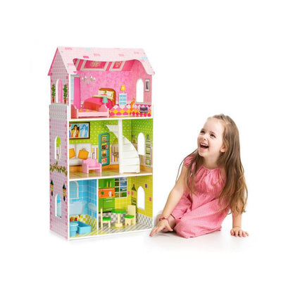 Casuta de Joaca Pentru Copii Bigshot BS8123MC, 4 Incaperi, Mobilier, 93 x 48 x 24 cm, Multicolor