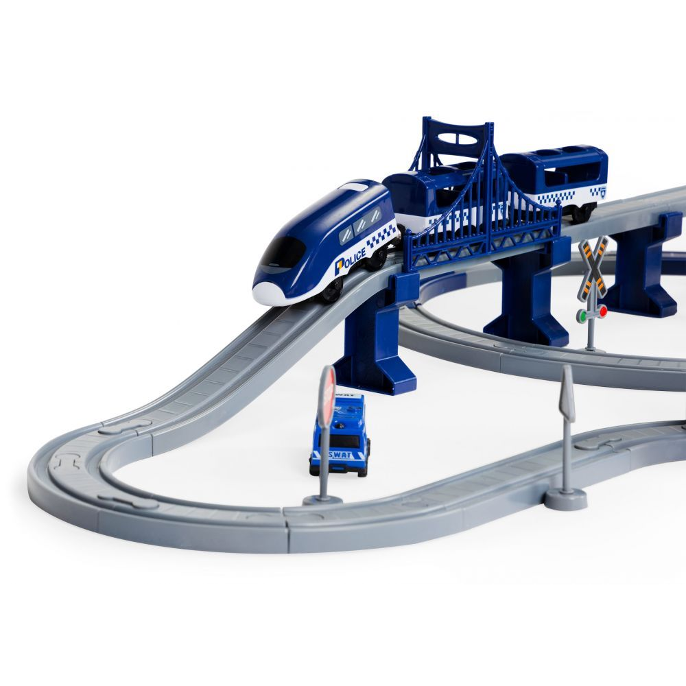 Set Trenulet de Jucarie, Bigshot BSHC493770, cu Baterii, 92 Piese, Albastru