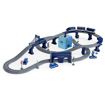 Set Trenulet de Jucarie, Bigshot BSHC493770, cu Baterii, 92 Piese, Albastru