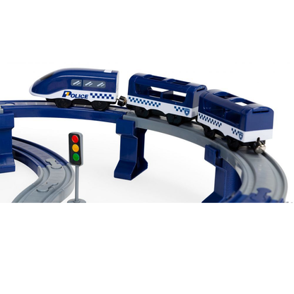 Set Trenulet de Jucarie, Bigshot BSHC493770, cu Baterii, 92 Piese, Albastru