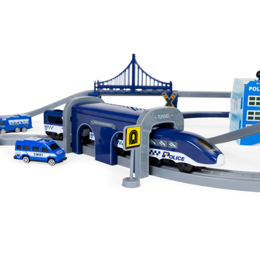 Set Trenulet de Jucarie, Bigshot BSHC493770, cu Baterii, 92 Piese, Albastru