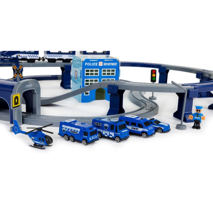 Set Trenulet de Jucarie, Bigshot BSHC493770, cu Baterii, 92 Piese, Albastru