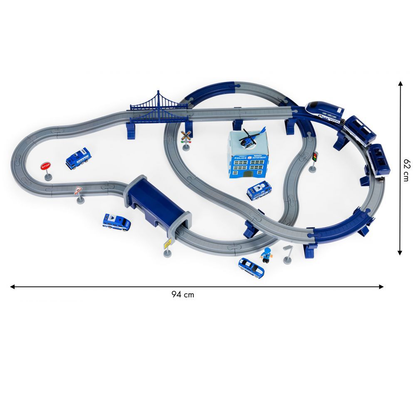Set Trenulet de Jucarie, Bigshot BSHC493770, cu Baterii, 92 Piese, Albastru