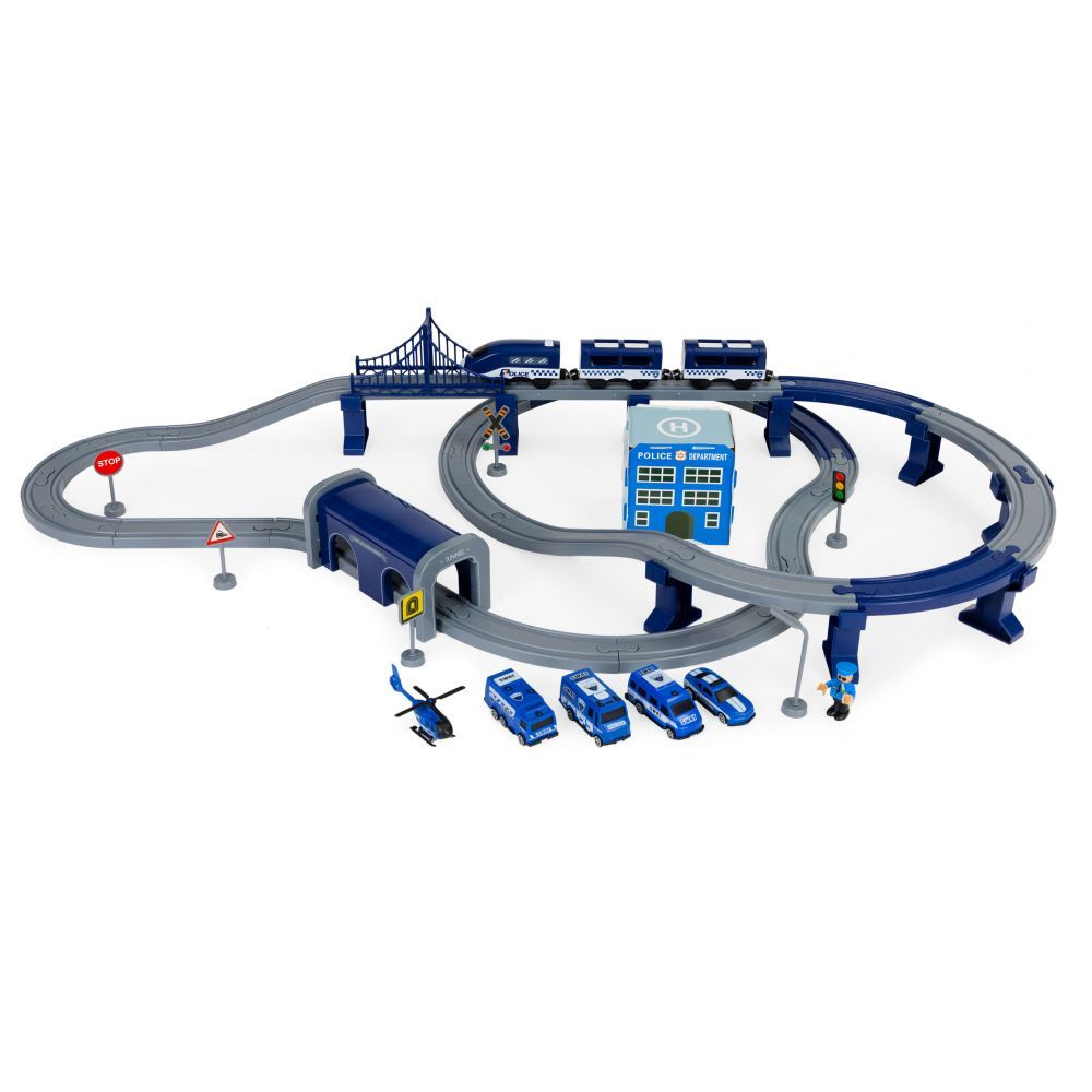 Set Trenulet de Jucarie, Bigshot BSHC493770, cu Baterii, 92 Piese, Albastru