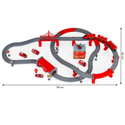 Set Trenulet de Jucarie, Bigshot BSHC494087, cu Baterii, 92 Piese, Rosu