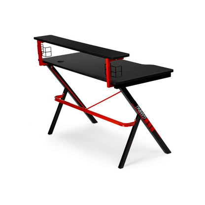 Birou de Gaming, Bigshot BSN1925, 2 Iesiri de Cablu, Suport pentru Pahare, 120 x 60 x 73 cm, Negru-Rosu