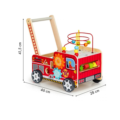 Premergator Educativ din Lemn pentru Copii, Bigshot BSTL09025, Model Camion Pompieri, Aceesorii, Multicolor
