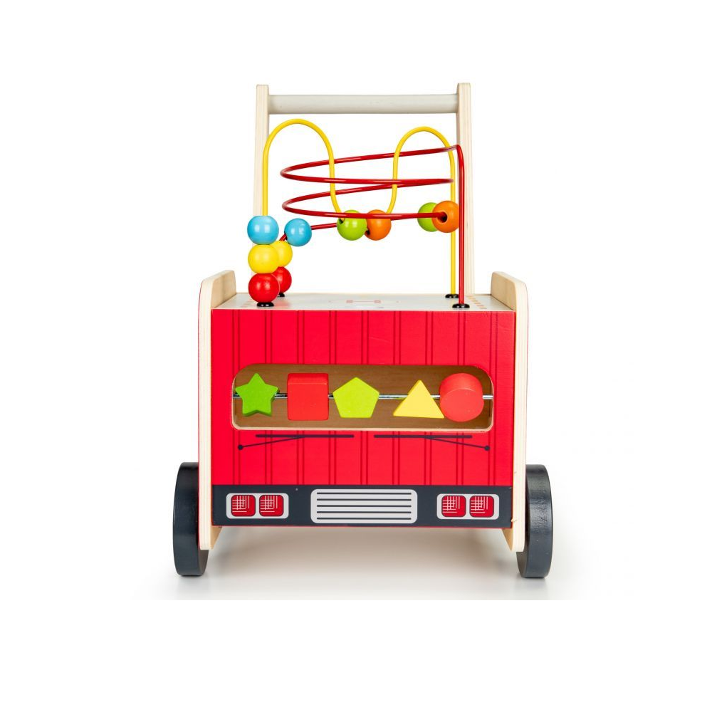 Premergator Educativ din Lemn pentru Copii, Bigshot BSTL09025, Model Camion Pompieri, Aceesorii, Multicolor