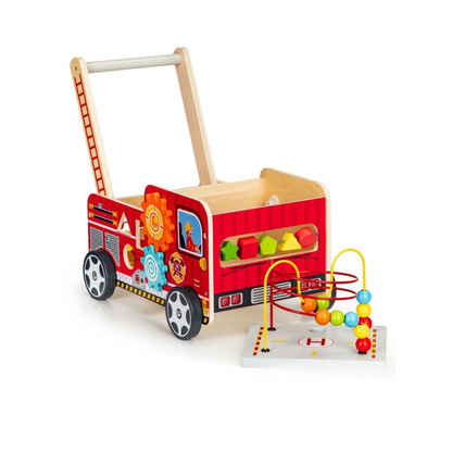 Premergator Educativ din Lemn pentru Copii, Bigshot BSTL09025, Model Camion Pompieri, Aceesorii, Multicolor