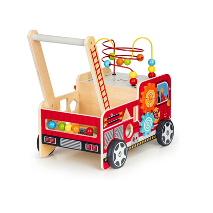 Premergator Educativ din Lemn pentru Copii, Bigshot BSTL09025, Model Camion Pompieri, Aceesorii, Multicolor