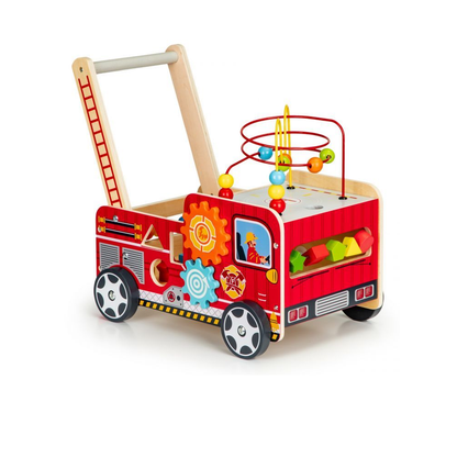 Premergator Educativ din Lemn pentru Copii, Bigshot BSTL09025, Model Camion Pompieri, Aceesorii, Multicolor