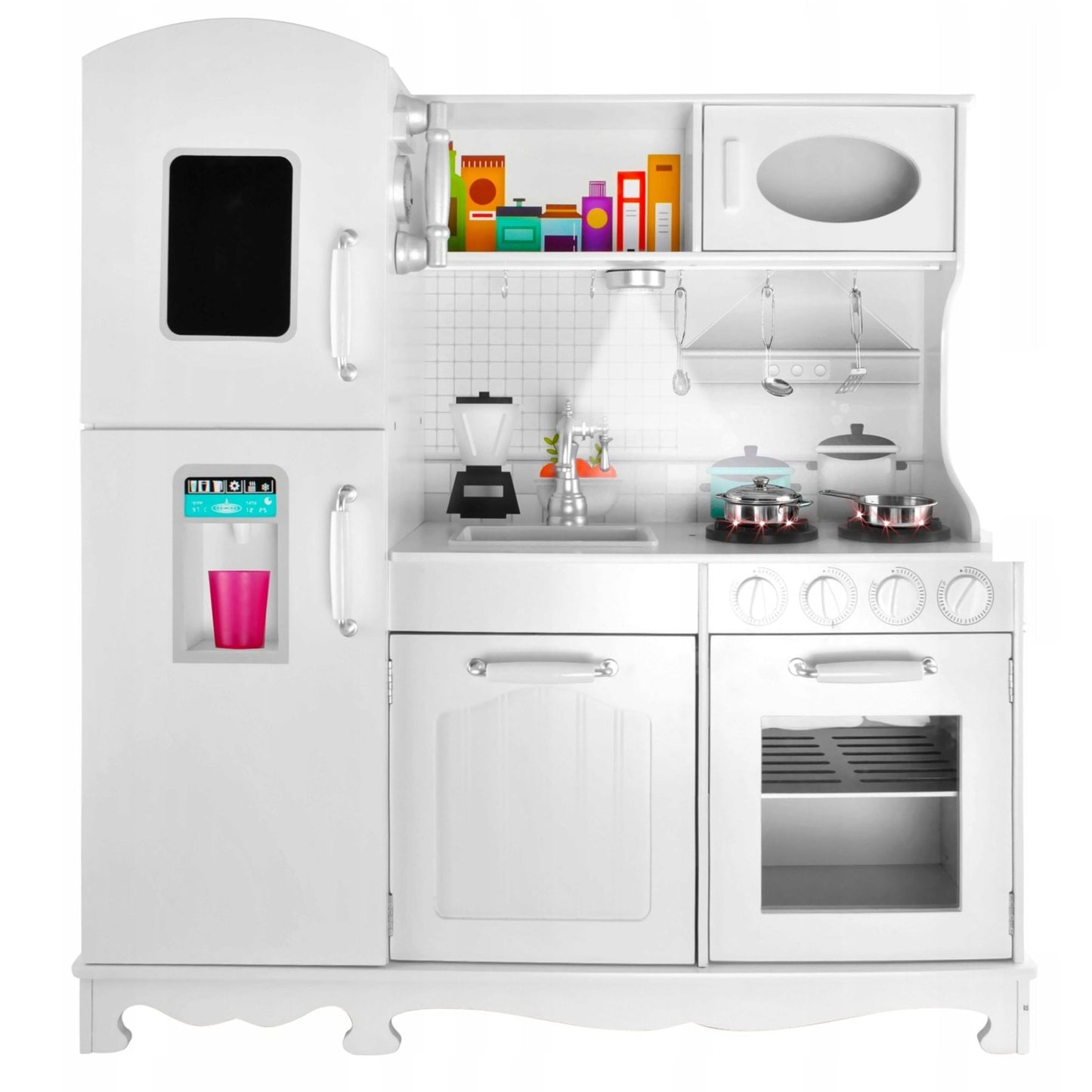 Bucatarie din Lemn Premium pentru Copii idealSTORE Chef's Max Cook 98x92.5x30 cm cu Iluminare LED si Elemente Mobile