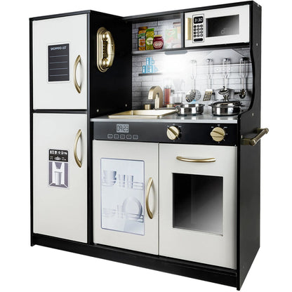 Bucatarie de lemn idealSTORE pentru copii cu frigider cuptor chiuveta si accesorii