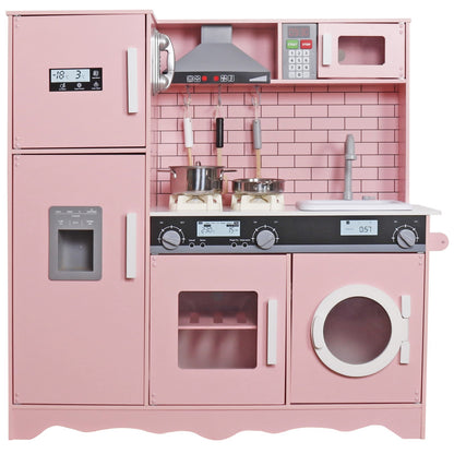 Bucatarie din lemn idealSTORE, Dimensiuni 97 x 30 x 94 cm, Material MDF, Echipata cu Efecte luminoase si Sonore, Utilata complet